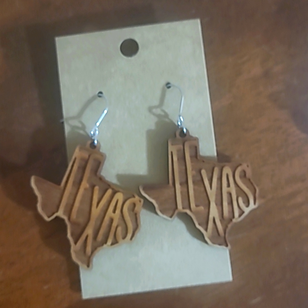 Texas wooden earrings